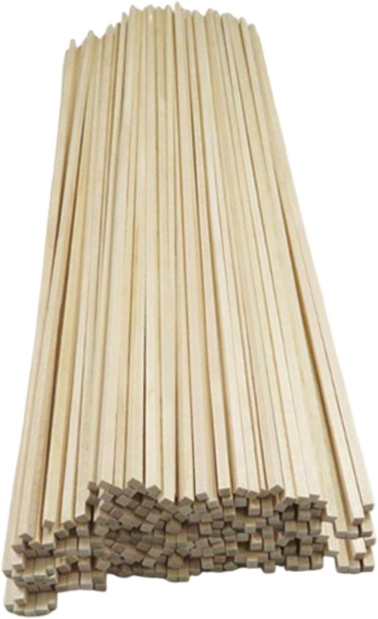 100 Pieces Unfinished Wood Sticks Square Dowel Rods Wooden Hardwood Strips for DIY Arts and Model Crafts Suitable for Airplane Models Kids Crafts, 150mmx4mmx4mm - Image 1