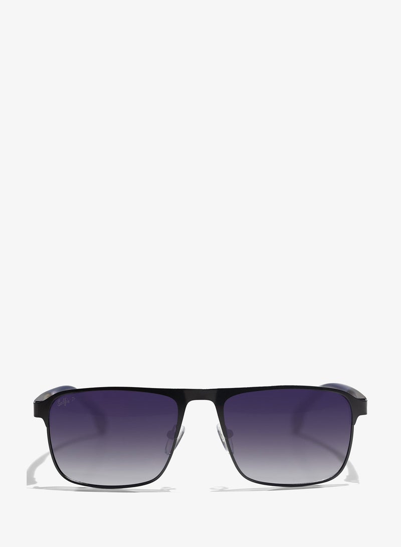 Selfie Polarized Blue Lense Metal Black  Frame Sunglasses, SE8211-C1 - Image 1