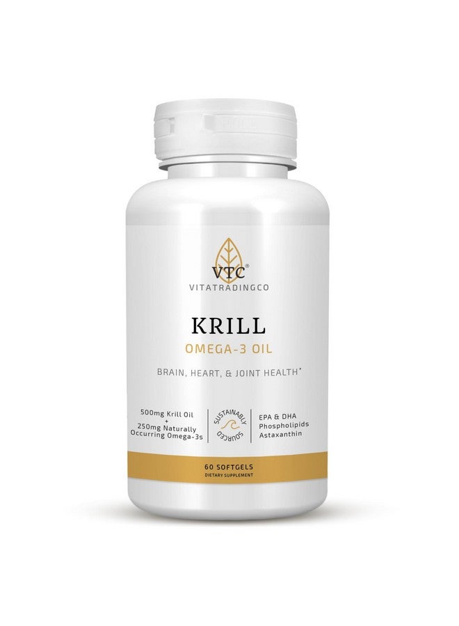 VTC VitaTradingCo. Krill Omega-3 Oil Supplement | 100mg Pure Antarctic Neptune Krill Oil (NKO) | EPA & DHA Astaxanthin | Brain, Heart, Joint & Eye Support | 60 Softgels - Image 1