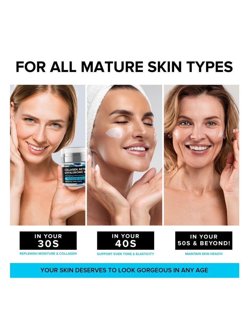 SimplyVital SimplyVital Face Moisturizer Collagen Cream - Anti Aging Neck and Décolleté - Made in USA Day & Night Face Cream - Moisturizing, Lifting & Recovery – 1.7oz  - Image 2