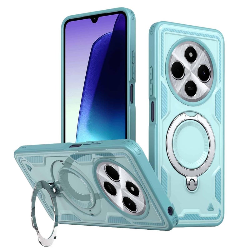 غطاء MagSafe بTPU لـ Redmi Note 13 Pro مع حماية من السقوط وحامل قائم مع مقاوم للصدمات مع مغناطيس قوي مع تصميم مزدوج الطبقات باللون Tiffany Blue مغناطيسي بوظيفة حامل من مادة TPU با. - Image 1