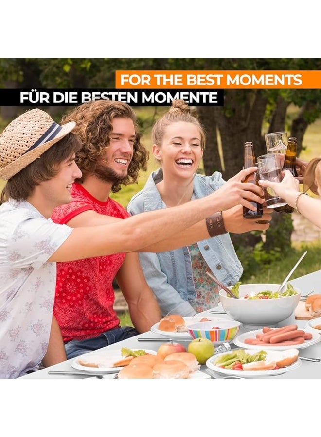 6FT Folding Buffet Table – Heavy Duty Plastic Table with Steel Frame, Rubber Legs & Handle – for BBQ, Garden Parties, Picnic & Dining – White - Image 4