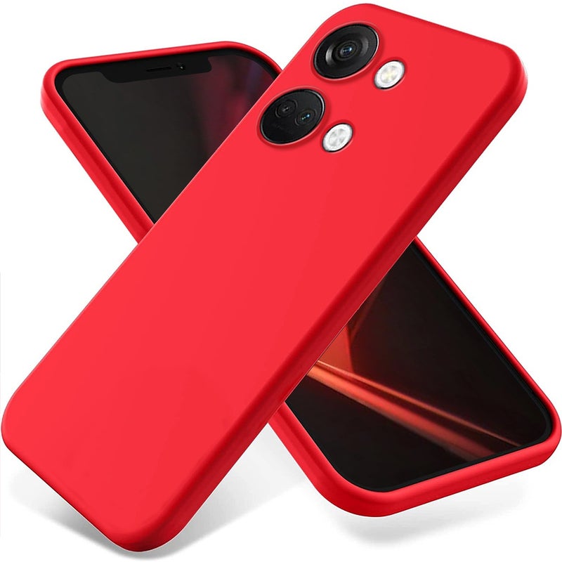 HuHa Case Cover For OnePlus Nord 3 / Ace 2V Pure Color Liquid Silicone Shockproof Phone Case(Red) - Image 1