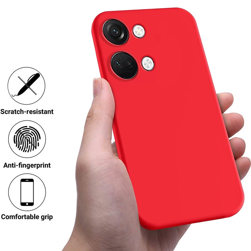 HuHa Case Cover For OnePlus Nord 3 / Ace 2V Pure Color Liquid Silicone Shockproof Phone Case(Red) - Image 3