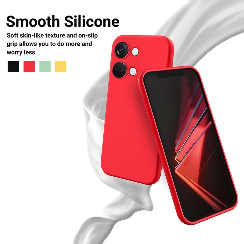 HuHa Case Cover For OnePlus Nord 3 / Ace 2V Pure Color Liquid Silicone Shockproof Phone Case(Red) - Image 4