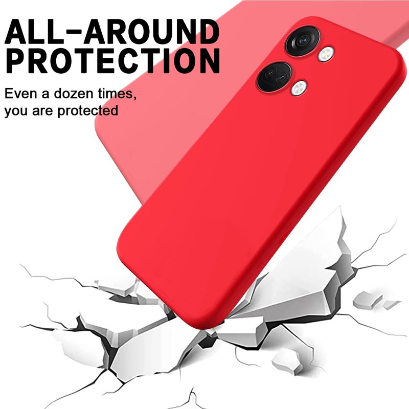 HuHa Case Cover For OnePlus Nord 3 / Ace 2V Pure Color Liquid Silicone Shockproof Phone Case(Red) - Image 5