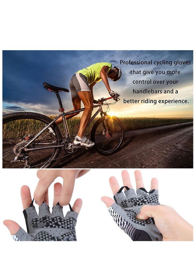SYOSI - Cycling Gloves Breathable Anti Slip Shock Absorbing Mountain Bike Gloves Adult Bicycle Half Finger Gloves Gym Motorcycle Lightweight Mountain Bike Gloves suit for Outdoor Sporting Activities (L) - Image 1