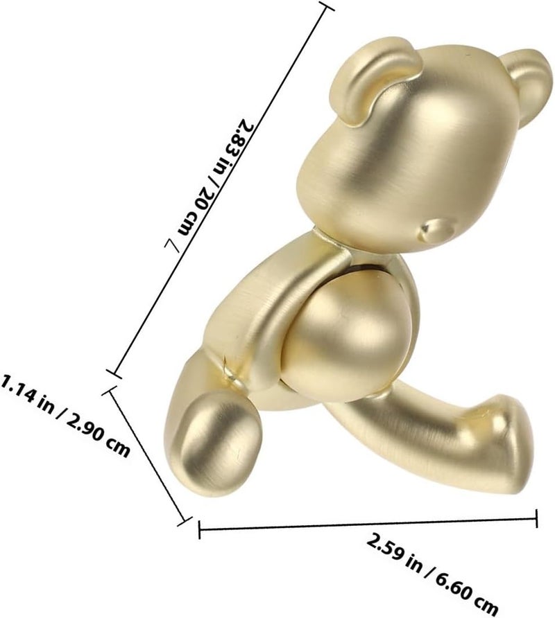 Bear Shaped Wall Coat Hook Multifunctional Metal Wall Hook Copper Finish Closet and Key Holder for Bedroom and Living Room Storage - Image 2