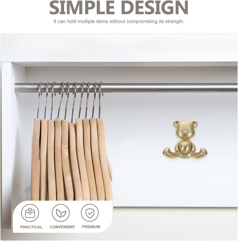 Bear Shaped Wall Coat Hook Multifunctional Metal Wall Hook Copper Finish Closet and Key Holder for Bedroom and Living Room Storage - Image 3