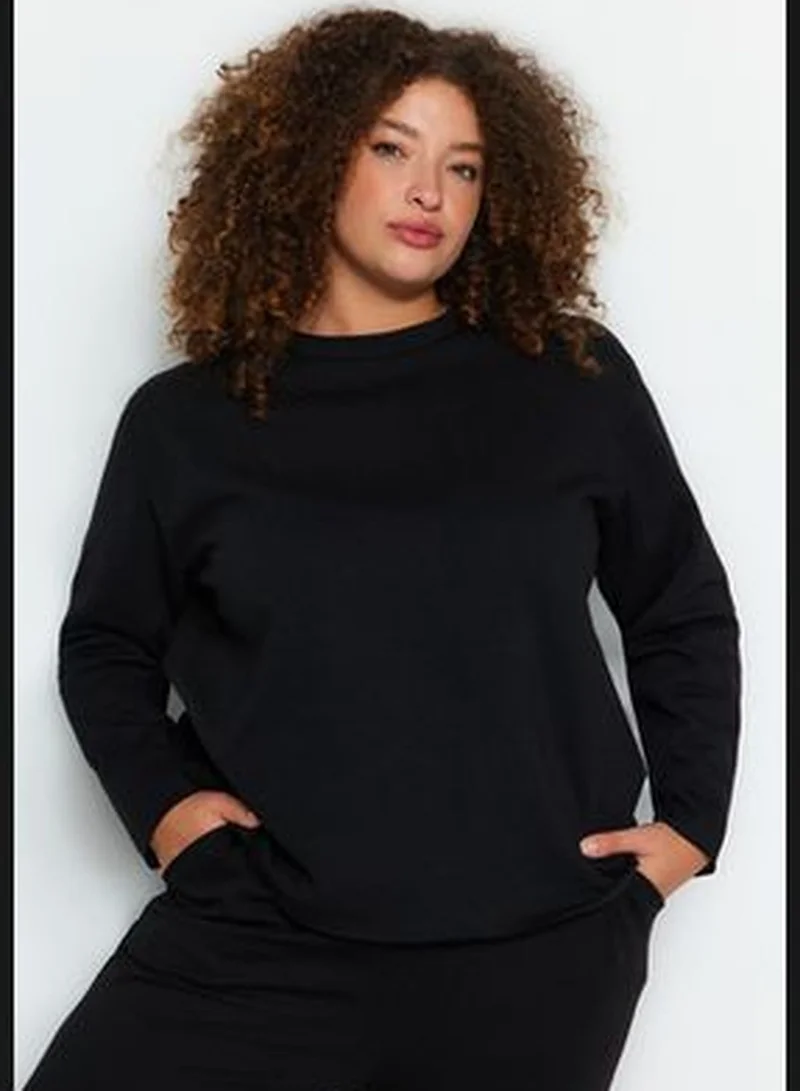 trendyol Black Thick Knitted Sweatshirt TBBAW24AO00030