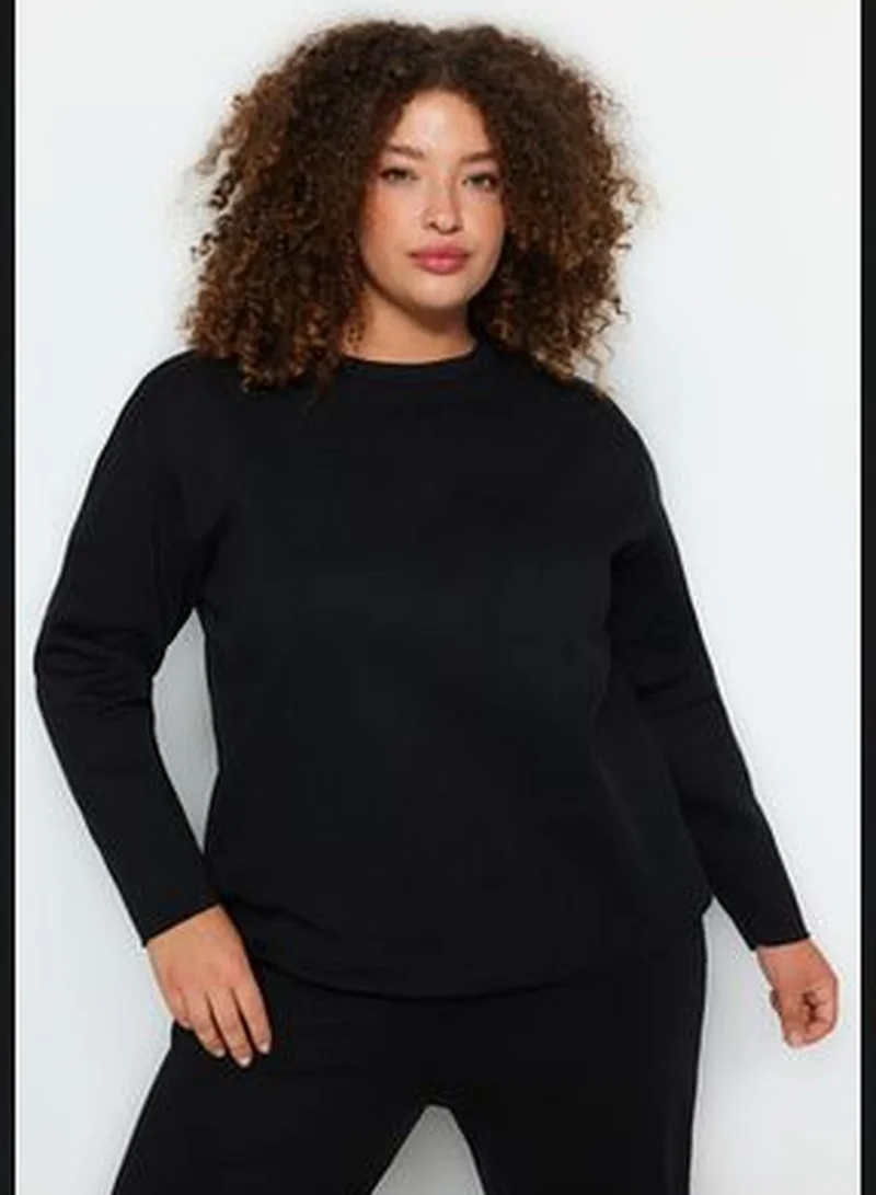 trendyol Black Thick Knitted Sweatshirt TBBAW24AO00030