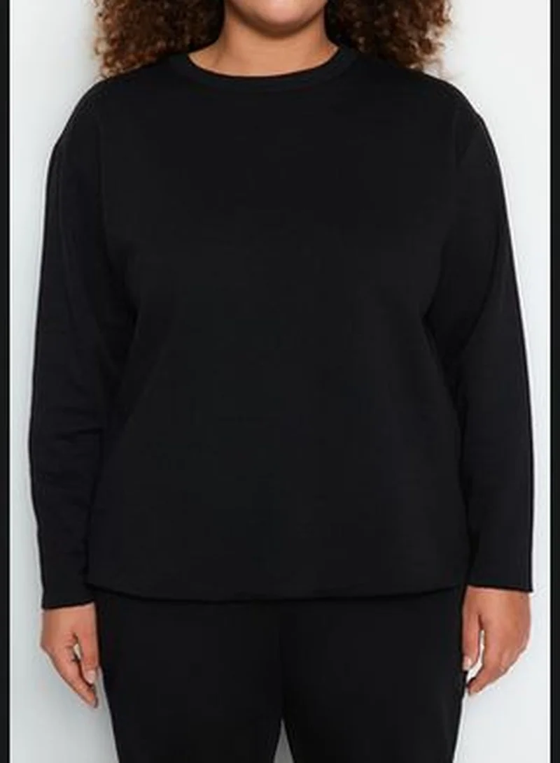 trendyol Black Thick Knitted Sweatshirt TBBAW24AO00030