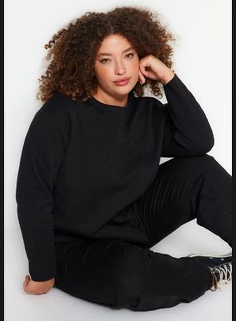 trendyol Black Thick Knitted Sweatshirt TBBAW24AO00030