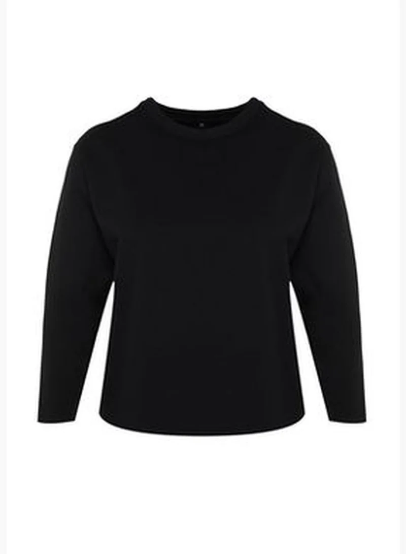 trendyol Black Thick Knitted Sweatshirt TBBAW24AO00030