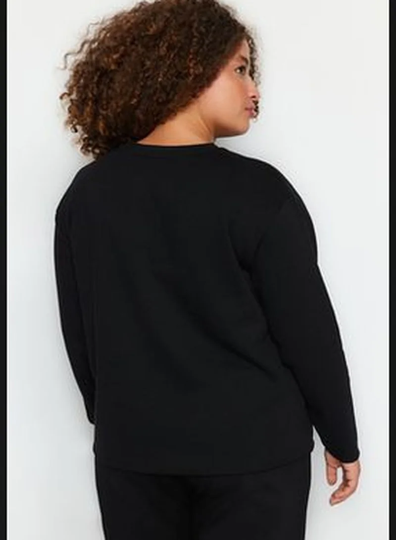 trendyol Black Thick Knitted Sweatshirt TBBAW24AO00030
