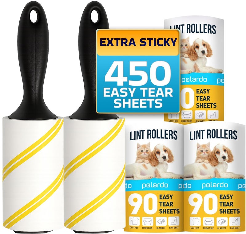 Polardo Lint Rollers for Pet Hair, Sticky, Remover for Couch, Clothes Furniture and Carpet. Lint Roller Dog Hair Remover Cat Hair, Animal Hair, Pet Fur, Fuzz. 5 Large Pet Hair Lint Rollers White - Image 1