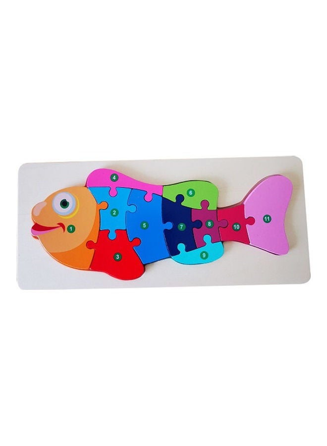 Children's Educational Wooden Fish Shape Jigsaw Puzzle Toy 22cm - Image 1