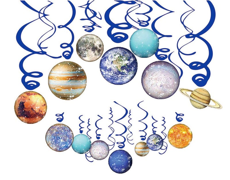 MANGO Space Hanging Decor Solar System Hanging Swirl Party Supplies Space Happy Birthday Banner for Boys Girls Kids Space Themed Planets Party Favor Supplies 30PCS Birthday Party Decoration - Image 1