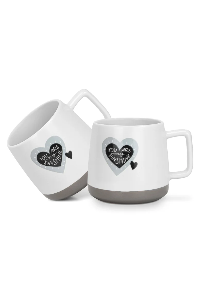 فيسمان 2-Piece Mugs 400ml You Are My Sunshine Coffee Mugs Set Couple Mug Valentines Day, New Bone China with Non Slip Bottom Coffee Cups for for Tea, Coffee, Present For Her/Him, Surprise Gift For Heart Day