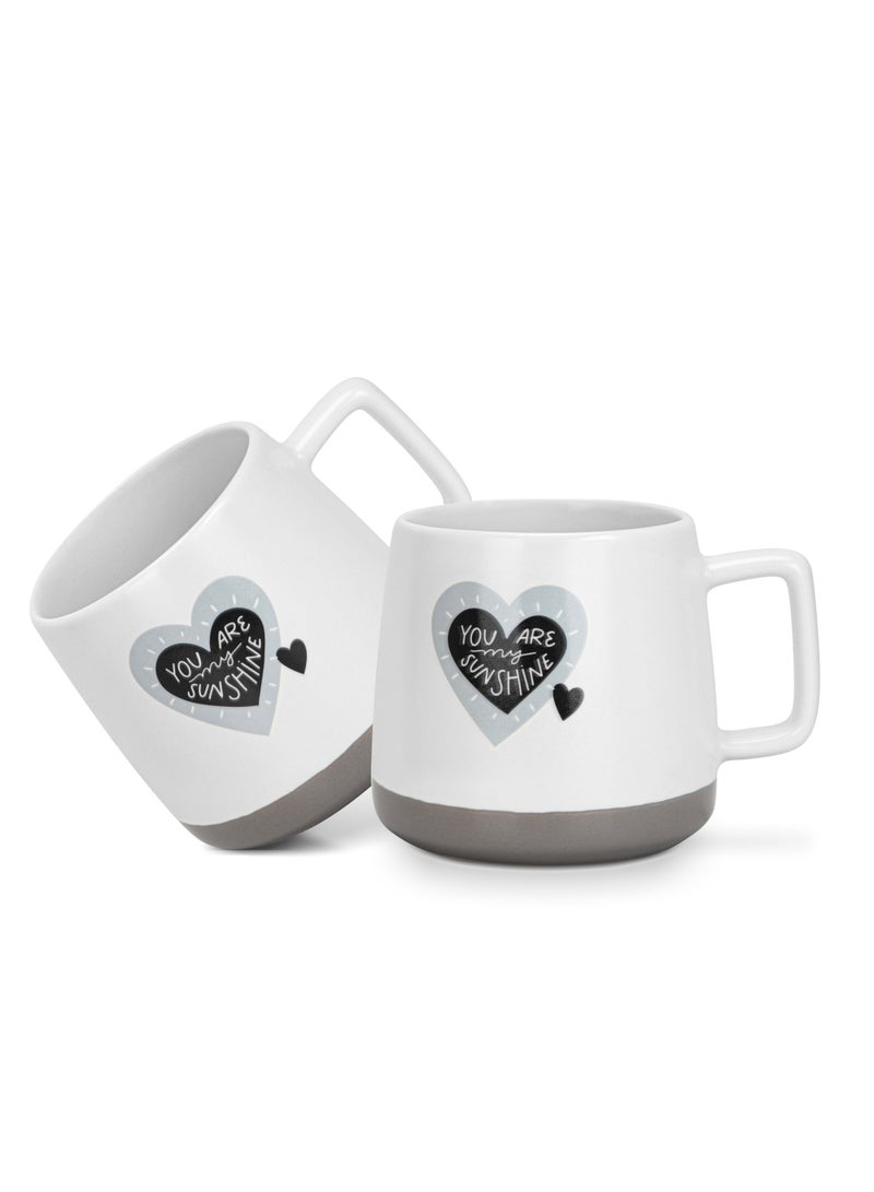 Fissman 2-Piece Mugs 400ml You Are My Sunshine New Bone China - Image 1