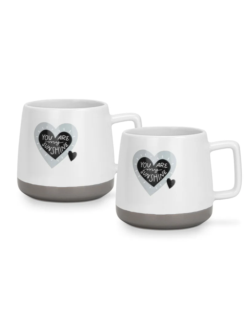 Fissman You Are My Sunshine 2-Piece Mugs 400ml You Are My Sunshine Coffee Mugs Set Couple Mug Valentines Day, New Bone China with Non Slip Bottom Coffee Cups for for Tea, Coffee, Present For Her/Him, Surprise Gift For Heart Day  | Best Price UAE