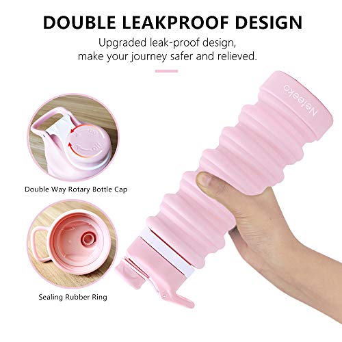Nefeeko Collapsible Water Bottle, 26oz Silicone Foldable Water Bottles Leakproof BPA Free Travel Water Bottles with Carabiner, Portable Sport Water Bottles for Camping,Hiking Outdoor Indoor Sport - Image 3