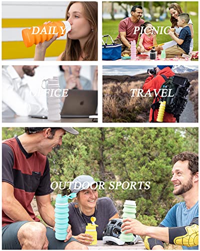 Nefeeko Collapsible Water Bottle, 26oz Silicone Foldable Water Bottles Leakproof BPA Free Travel Water Bottles with Carabiner, Portable Sport Water Bottles for Camping,Hiking Outdoor Indoor Sport - Image 4