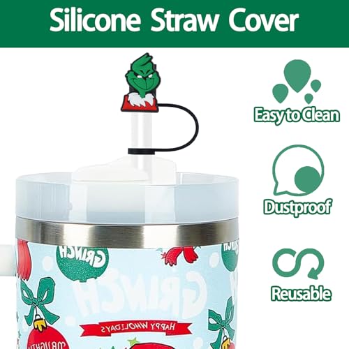 ZERCEJC 6 PCS Christmas Straw Cover Cap for Stanley Cup，Xmas Straw Toppers Compatible with Stanley 30&40 Oz Tumbler，Reusable Silicone Straw Tips Lids for Stanley Cup Accessories - Image 2