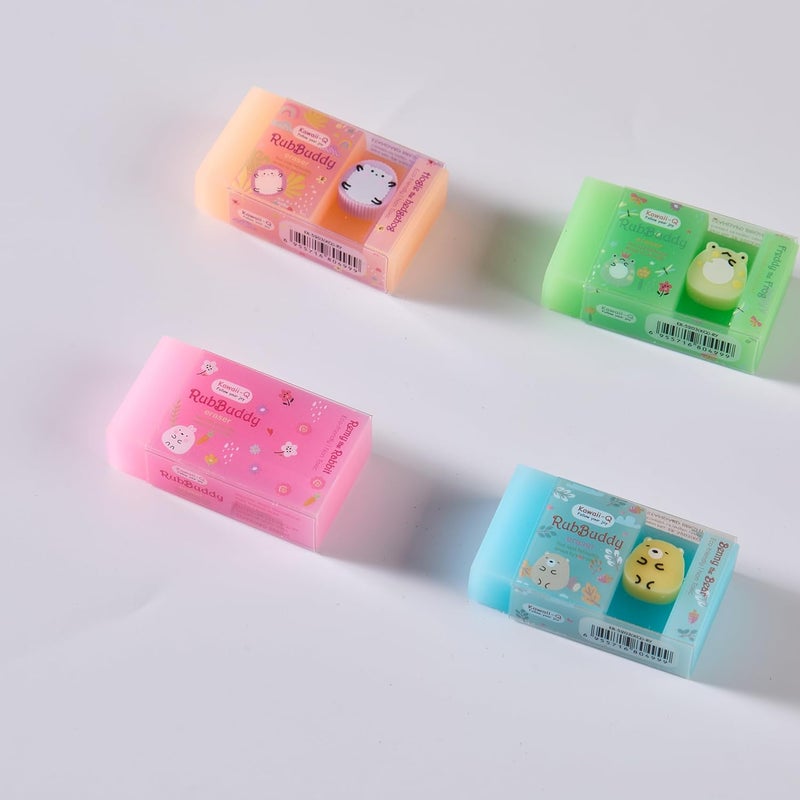 DEOXY 24 Pcs Pencil And 4 Vibrant Colours Rub-A-Long Eraser For Kids,Stationary Set, Rubber Eraser, Kawaii Erasers, Fancy Erasers For Birthday Return Gift (Pencil + E3202), Multi-Color - Image 5