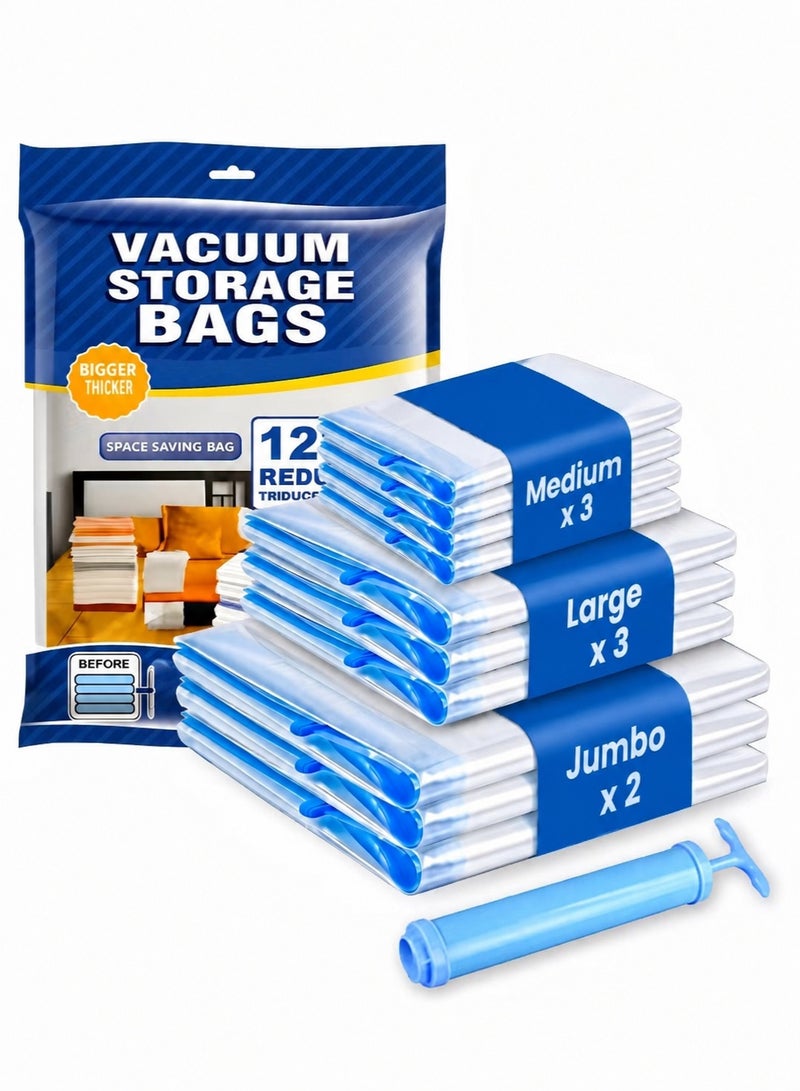YIM-VIBEHAUS Plastic Vacuum Seal Bag Vacuum Storage Bags with Pump, 8 Pack (2 Jumbo, 3 Large, 3 Medium) Vacuum Seal Storage Bags, Reusable Vacuum Bags for clothes, Mattress, Blanket, Duvets, Pillows, Comforters, Quilt, Travel - Image 1