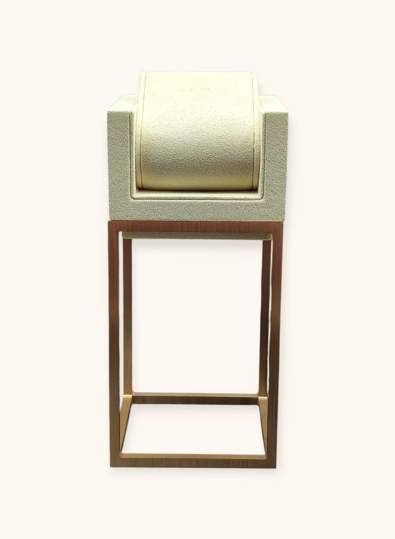 Al Seraj Luxury Large Watch Display Stand Beige with Gold Metal Base | Premium Microfiber Watch Holder with Removable Cushion | Elegant Watch Organizer for Jewelry Display, Retail Showcase & Gift Use - Image 1