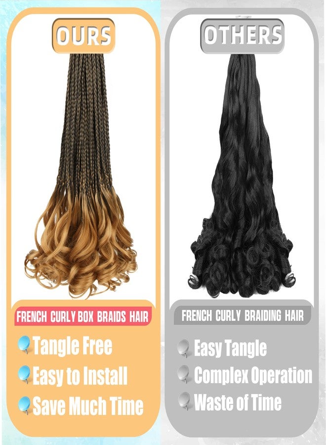 hahoness French Curl Crochet Braids for Black Women-18 Inches 8 Packs Goddess Box Braids,Ombre Blonde Soft Pre Looped Braided Synthetic Hair Extensions with Curly Wavy Ends(18"-8 Packs,T1B/27) - Image 4