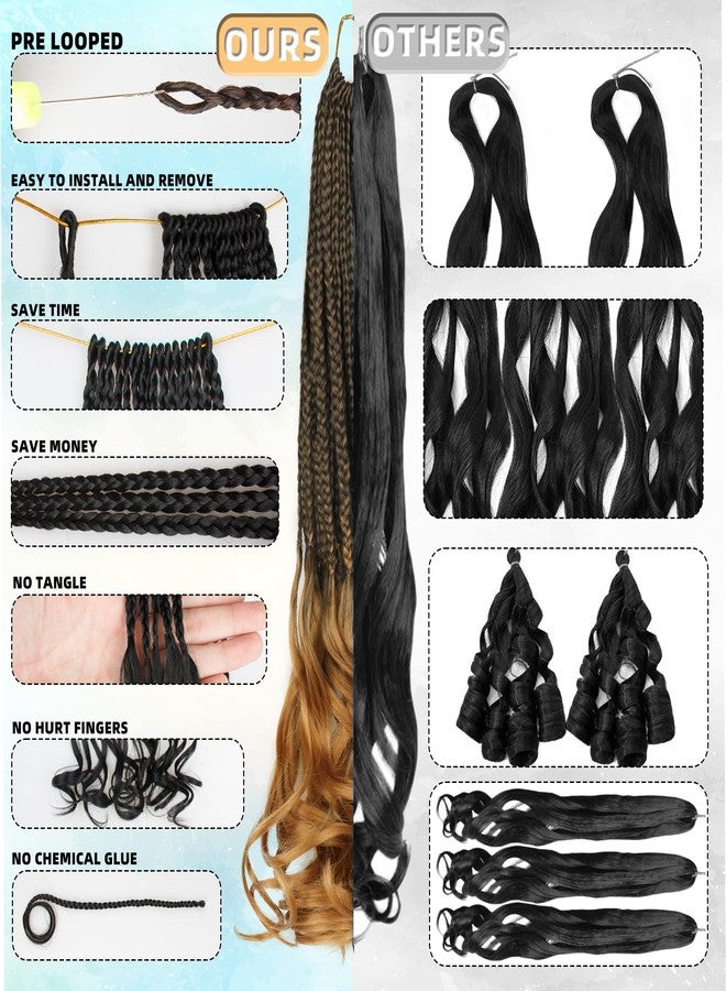 hahoness French Curl Crochet Braids for Black Women-18 Inches 8 Packs Goddess Box Braids,Ombre Blonde Soft Pre Looped Braided Synthetic Hair Extensions with Curly Wavy Ends(18"-8 Packs,T1B/27) - Image 5