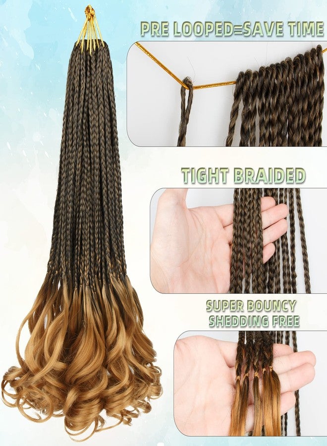 hahoness French Curl Crochet Braids for Black Women-18 Inches 8 Packs Goddess Box Braids,Ombre Blonde Soft Pre Looped Braided Synthetic Hair Extensions with Curly Wavy Ends(18"-8 Packs,T1B/27) - Image 3