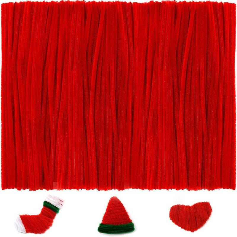 Prescent Present 200pc Pipe Cleaner Art Craft Supplies DIY Projects Decoration and much more (Red, 200pc) - Image 1