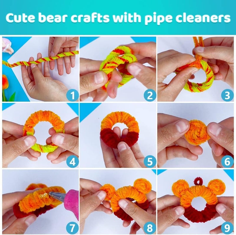 Prescent Present 200pc Pipe Cleaner Art Craft Supplies DIY Projects Decoration and much more (Red, 200pc) - Image 4