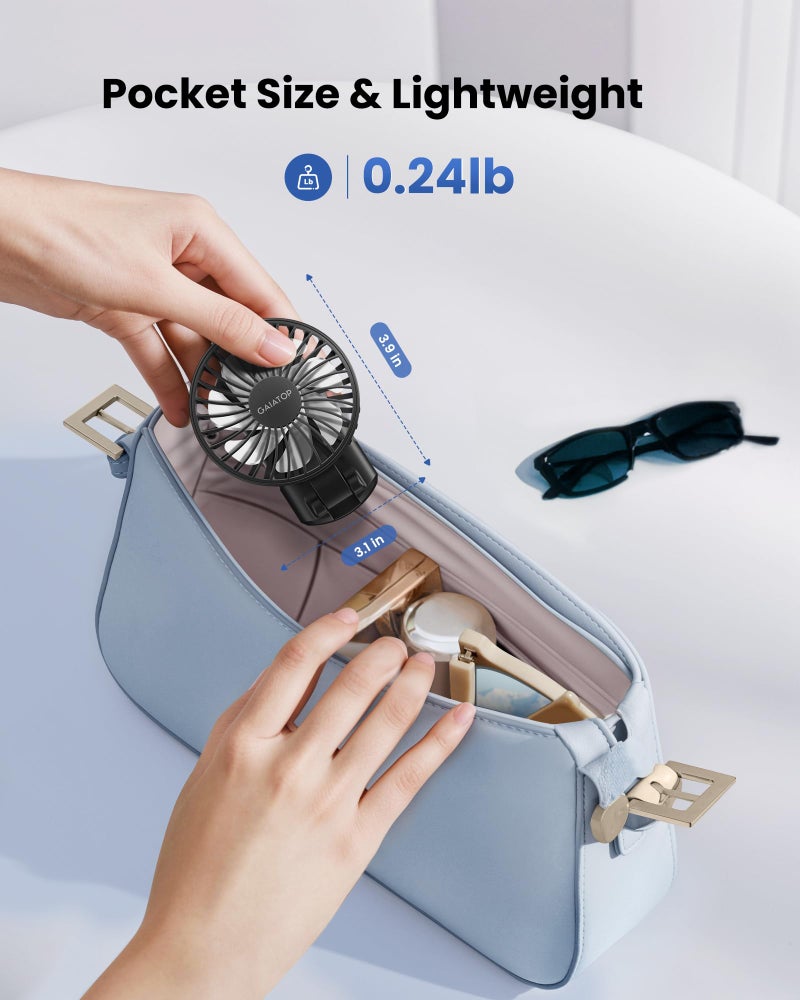Gaiatop Powerful Hand Fan, Portable Personal Fan Handheld Fan, 3 Speed Foldable Desk Fan with Digital Display, 2000mAh USB Rechargeable Fan for Indoor Outdoor - Image 5