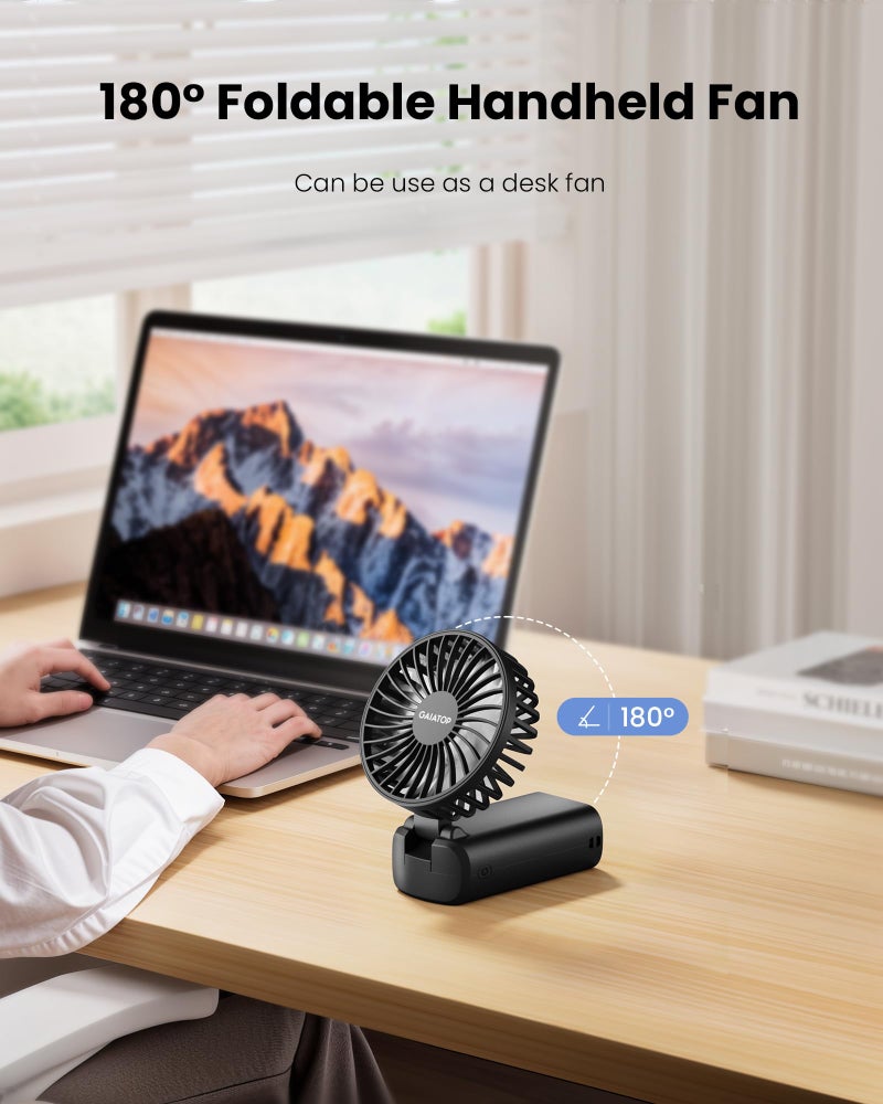 Gaiatop Powerful Hand Fan, Portable Personal Fan Handheld Fan, 3 Speed Foldable Desk Fan with Digital Display, 2000mAh USB Rechargeable Fan for Indoor Outdoor - Image 4
