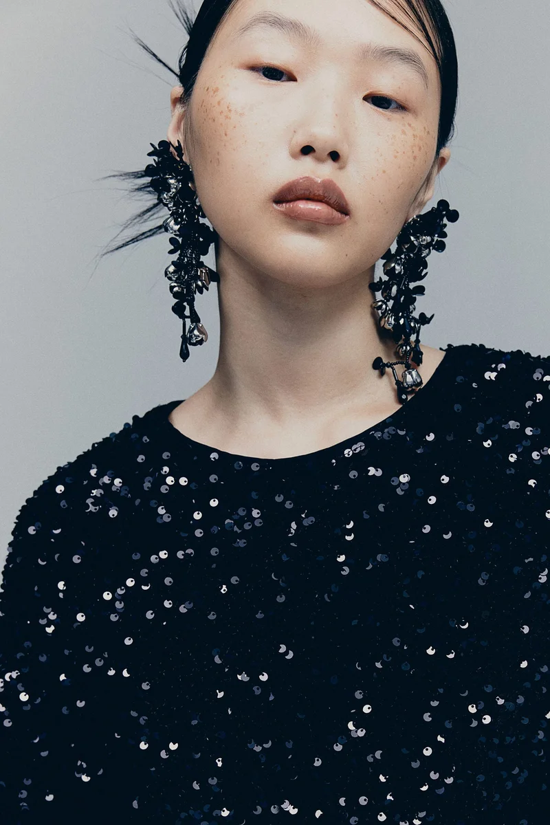 H&M Sequined A-Line Dress