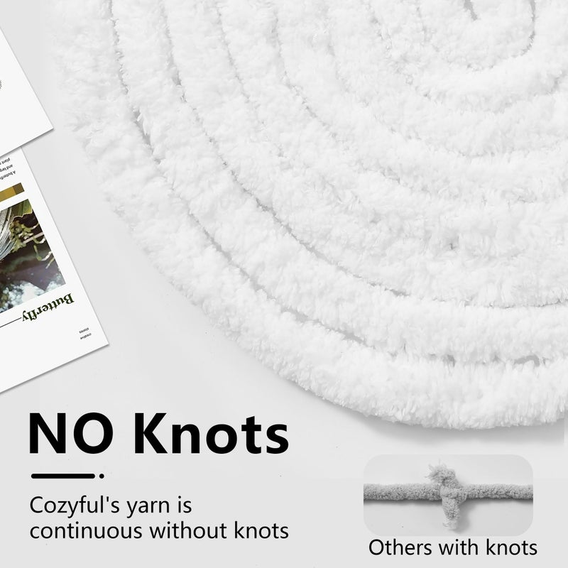 Cozyful Chunky Yarn for Hand Knitting - #10 Chunky Chenille Yarn, Jumbo Big Thick Chunky Yarns for Crocheting, Super Bulky Chunky Knit Blanket Yarns, 8 Skein (25 yds 8 oz Each Skein), Pure White - Image 4