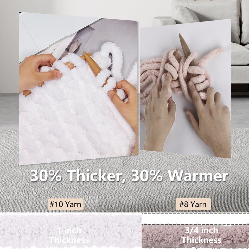Cozyful Chunky Yarn for Hand Knitting - #10 Chunky Chenille Yarn, Jumbo Big Thick Chunky Yarns for Crocheting, Super Bulky Chunky Knit Blanket Yarns, 8 Skein (25 yds 8 oz Each Skein), Pure White - Image 3