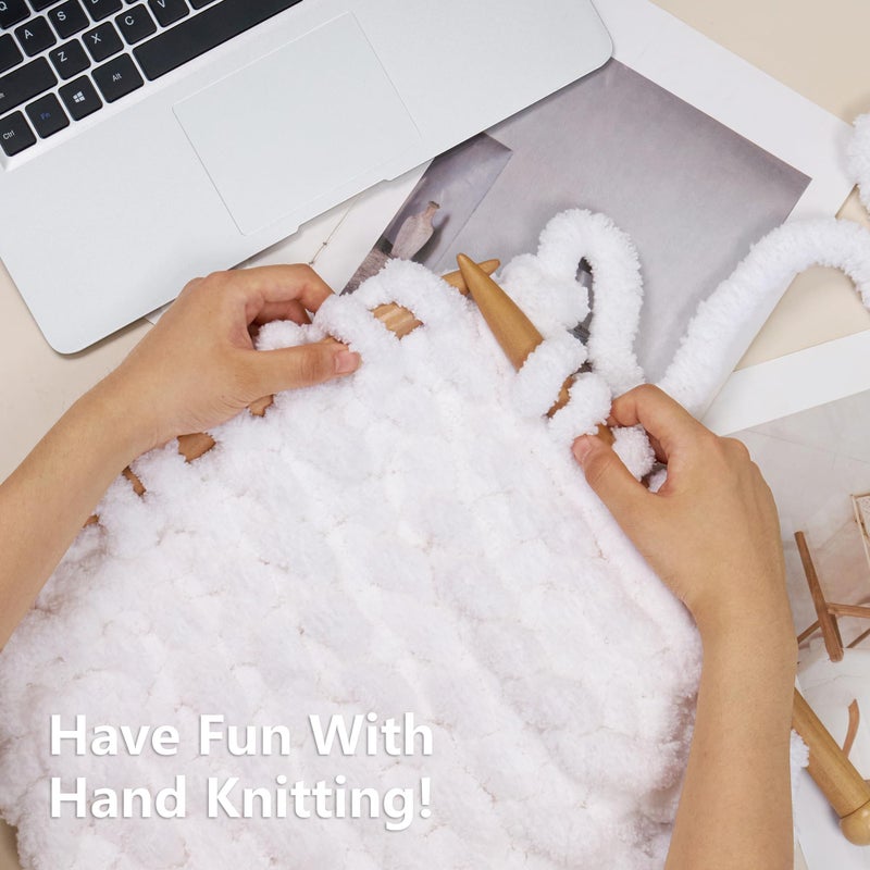 Cozyful Chunky Yarn for Hand Knitting - #10 Chunky Chenille Yarn, Jumbo Big Thick Chunky Yarns for Crocheting, Super Bulky Chunky Knit Blanket Yarns, 8 Skein (25 yds 8 oz Each Skein), Pure White - Image 5