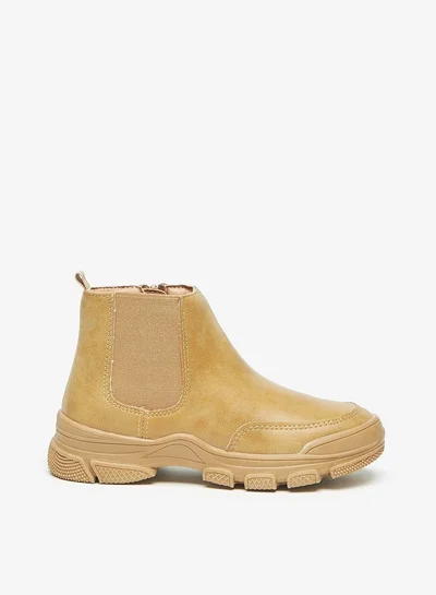 LBL by Shoexpress Boys Textured Low Ankle Boots with Gusset and Zip Closure