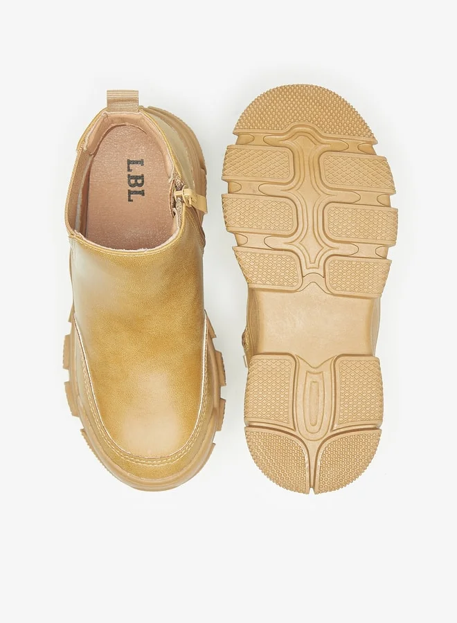 LBL by Shoexpress Boys Textured Low Ankle Boots with Gusset and Zip Closure