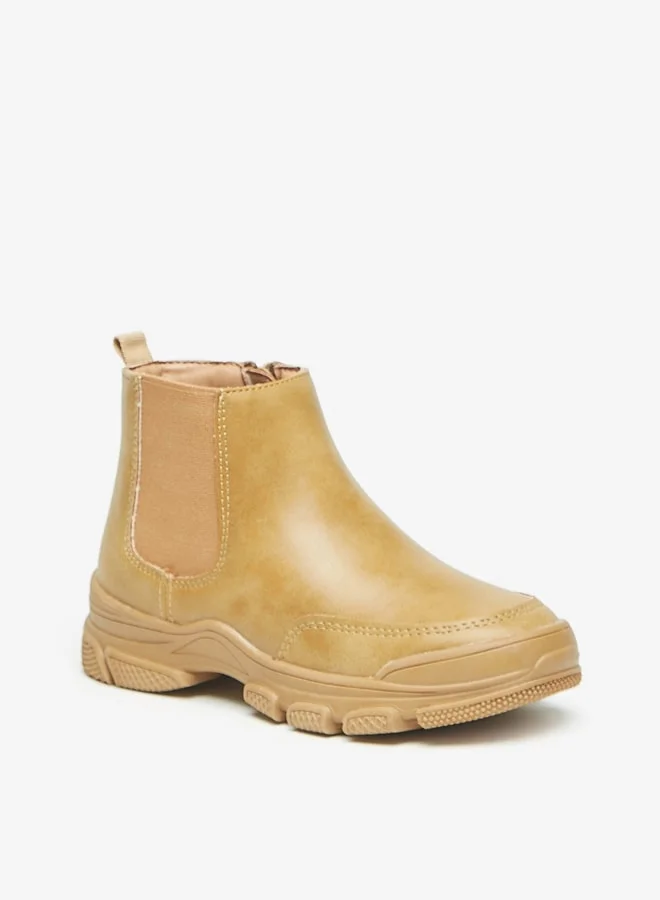 LBL by Shoexpress Boys Textured Low Ankle Boots with Gusset and Zip Closure