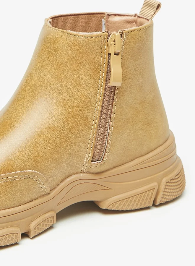 LBL by Shoexpress Boys Textured Low Ankle Boots with Gusset and Zip Closure