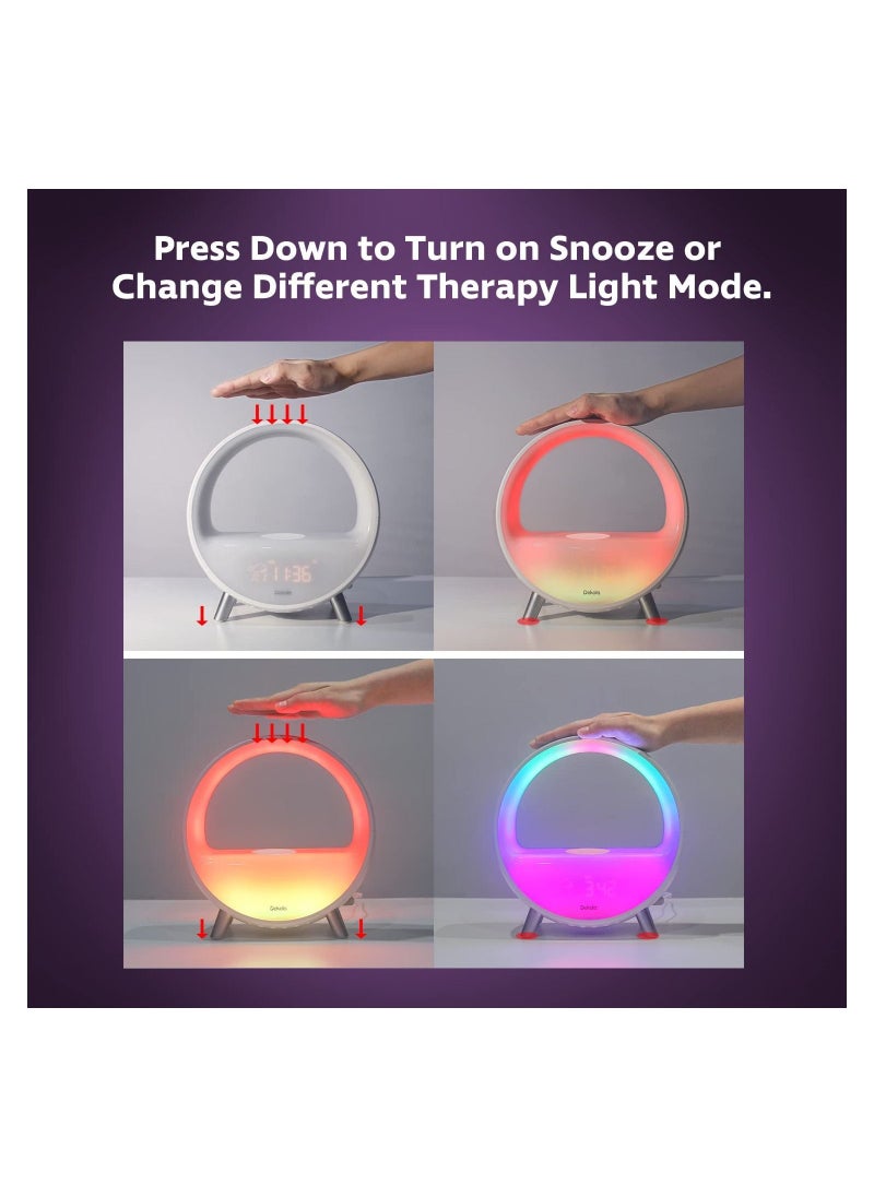 Alarm Clock with Wireless Charging White Noise with Bluetooth Speaker Sound Machine with Night Light Sleep Machine for Adults Sunrise Alarm Clock Compatible with Alexa