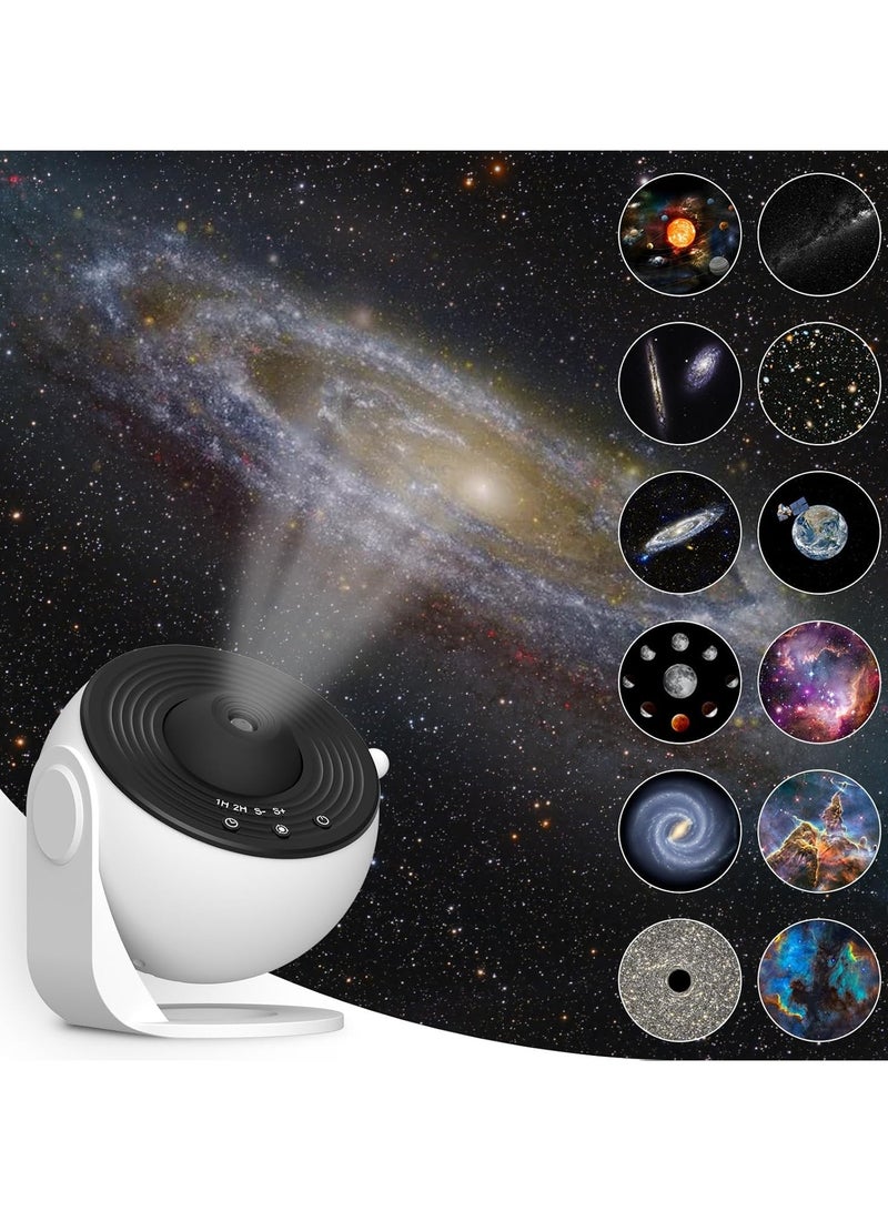 Galaxy Projector 12 in 1 Star Projector Starry Sky Night Light with Solar System Constellation Moon for Kids Adults Light Projector for Bedroom Home Theater Living Room Decor LED Projector Lamp