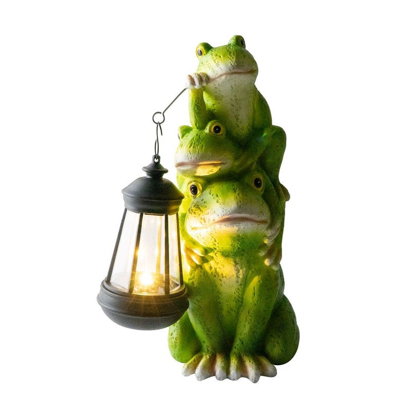 Solar Stacking Frog Sculpture Decor for Outdoor Garden Lawn and Patio Resin Ornament - Image 3