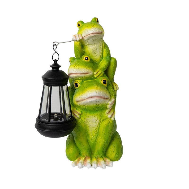 Solar Stacking Frog Sculpture Decor for Outdoor Garden Lawn and Patio Resin Ornament - Image 1